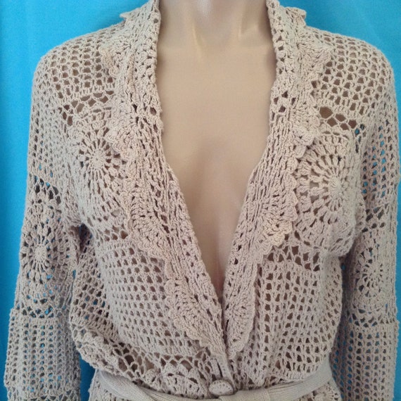 Vintage Crochet Long Sweater Boho  70s Hippie - image 5