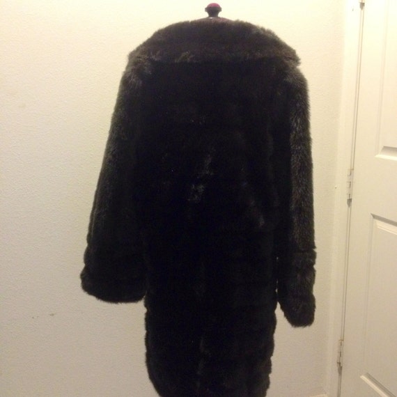 Vintage Faux Mink Fur Vegan Coat 1960s Sm-Med. - image 4