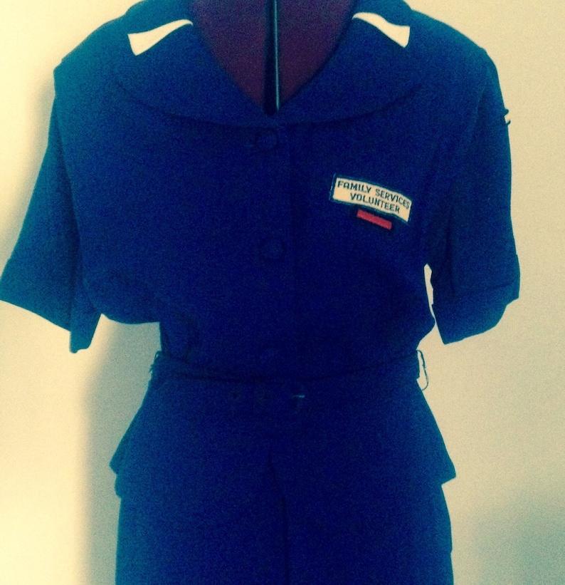 Vintage 1950s Volunteer Uniform Suit Peplum Style Pinup