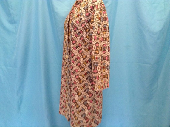 Vintage Tapestry Coat Floral Carpet Boho 1960s Mod - image 3