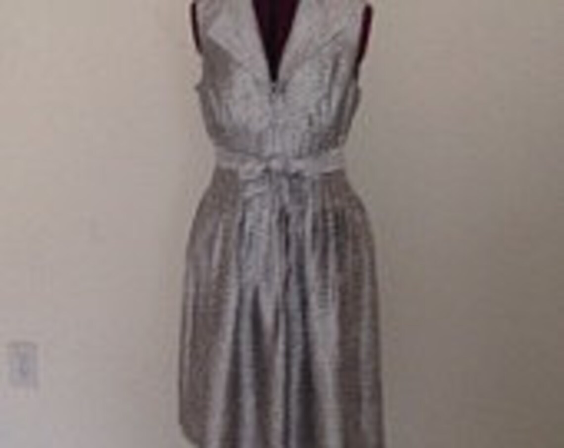 Vintage Silver Lame Dress Classic Pleated Belt Etsy