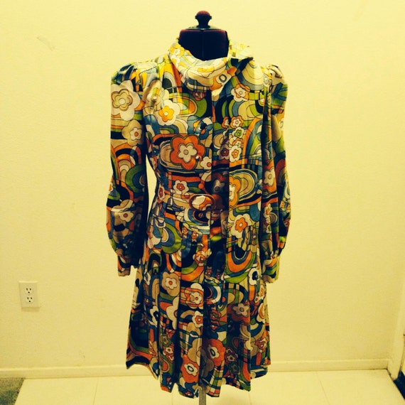 Vintage 60s Peter Max Style Print Dress - image 5