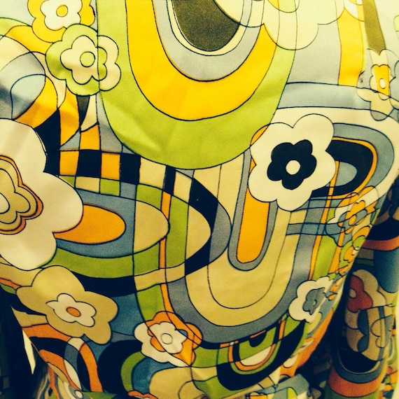 Vintage 60s Peter Max Style Print Dress - image 4