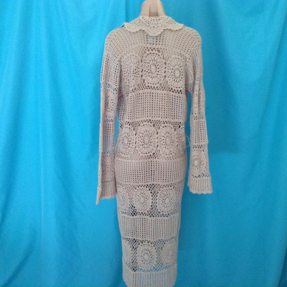 Vintage Crochet Long Sweater Boho  70s Hippie - image 3