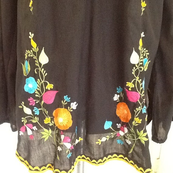 Vintage Boho Hippie Blouse Embroidered 1960s - image 2