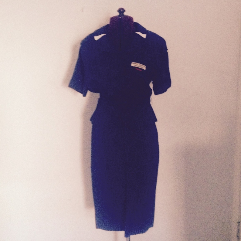 Vintage 1950s Volunteer Uniform Suit Peplum Style Pinup