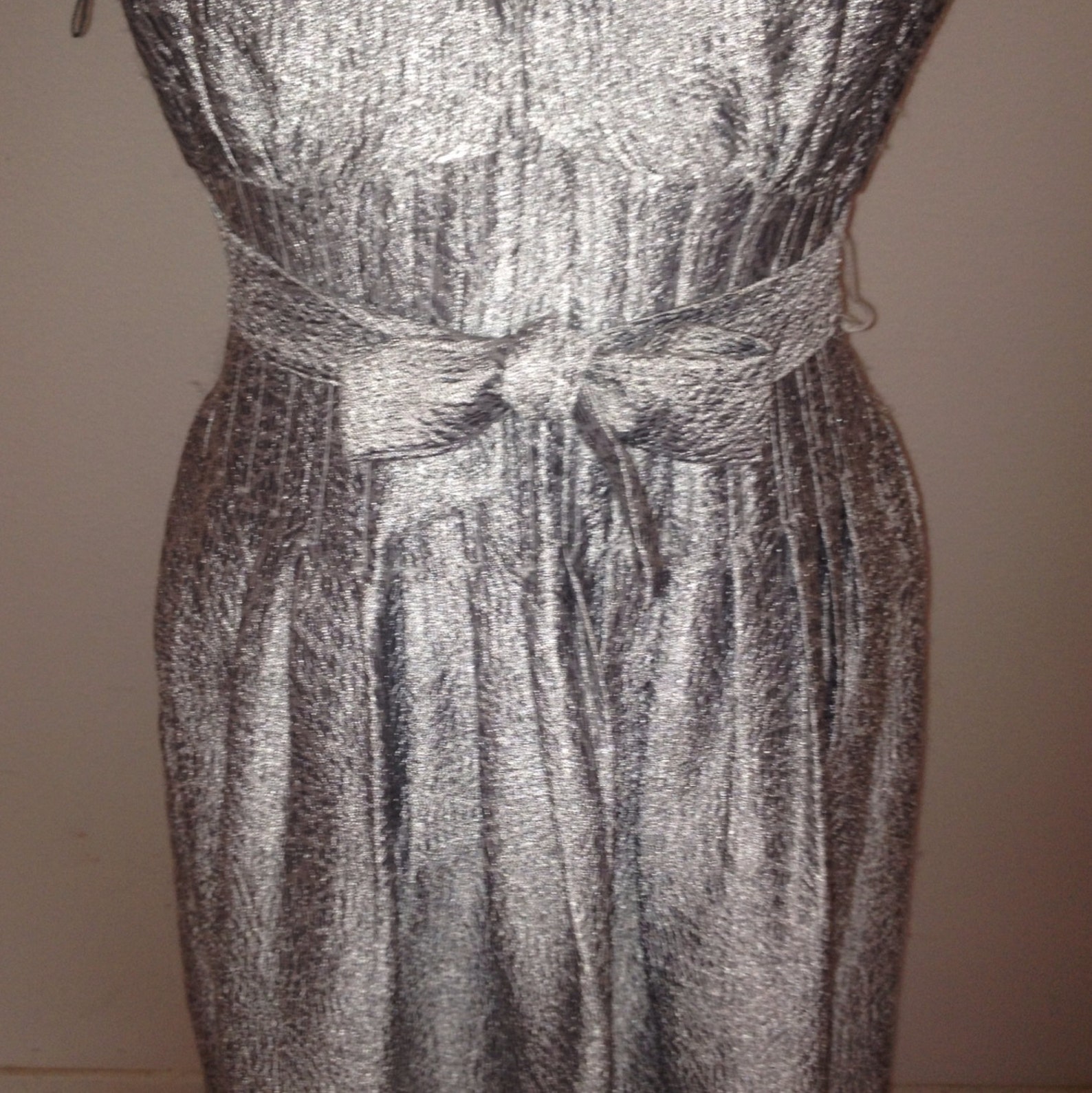 Vintage Silver Lame Dress Classic Pleated Belt Etsy