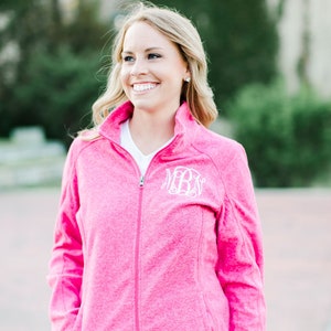 monogram fleece zip