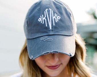 Monogrammed Distressed Baseball Cap | Personalized Vintage Baseball Cap | Gift for Her | Gift Under 20 | Game Day Hat |  Stocking Stuffer