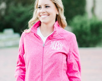 Ladies' Monogram Full-Zip | Personalized Fleece Activewear Zip Up | Monogrammed Jacket | Exercise Jacket | Multiple Colors