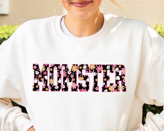 MOMSTER Gemma Crewneck Sweatshirt with a Groovy Ghost Print | Ghost Sweatshirt | Mom Top| Gift for Mom | Daisy Ghost | Halloween | DTG