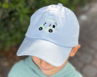 Embroidered Golf Cart Youth Baseball Hat | Youth Baseball Cap | Golfing | Spring Break | Embroidered Golf Cart | Youth Embroidered Hat