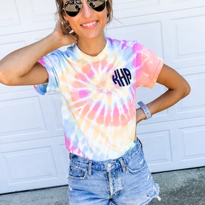 Monogrammed Tie-Dye T-Shirt | Personalized Tie-Dyed Tee