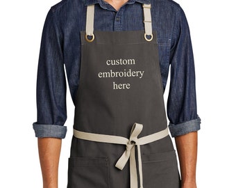 Personalized Embroidered Apron | Custom Apron for Him | Canvas Full-Length Personalized Apron | Father's Day Gift