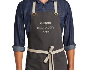 Personalized Embroidered Apron | Custom Apron for Him | Canvas Full-Length Personalized Apron | Father&#39;s Day Gift