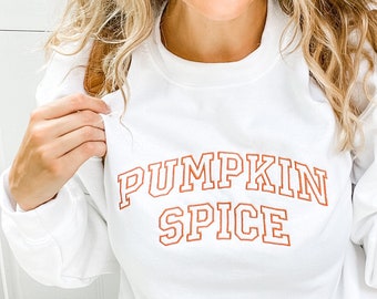 Pumpkin Spice Sweatshirt | Embroidered Fall Crewneck Pullover