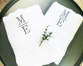 Monogrammed Personalized Hand Towels, Set of Two | Monogram Bath Hand Towels | Personalized Cotton Hand Towels | Personalized Towels Wedding