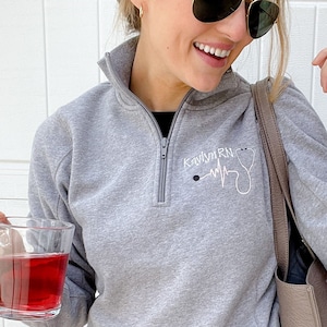 Heartbeat Stethoscope Nurse Zip | Ladies Nurse Quarter Zip