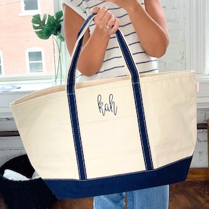 Custom Embroidered Canvas  Tote Bag | Gift for Her | Bachelorette Gift | School Tote | Personalized Canvas Tote | Custom Text | CBELCT