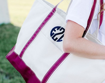 Monogrammed Embroidered Football Circle Canvas Large Boat Tote