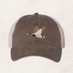Embroidered Mallard Duck Trucker Hat | Mesh Back Hat | Gift for Him | Father&#39;s Day | Animal Lover | Duck Cap | Unique Gift | VCEMD