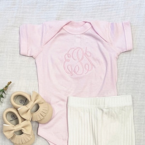 Monogrammed Baby Infant Bodysuit | Personalized Soft Short Sleeve Baby Bodysuit | Personalized Baby Bodysuit
