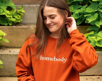 Retro Homebody Embroidered Crewneck Gemma Sweatshirt | Custom Fall Sweatshirt | Gift for Her | Cozy Embroidered Sweatshirt