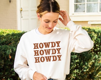 Vintage Howdy Gemma Crewneck Sweatshirt | Distressed DTG Print | Western Style Sweatshirt | Cozy Crewneck for Fall | Western Halloween