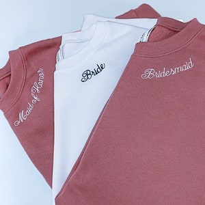 Bride Sweatshirt | Bride Shirt | Bridal Shower Gift | Bridal Party Gift | Neckline Embroidery Sweatshirt | Engagement Gift