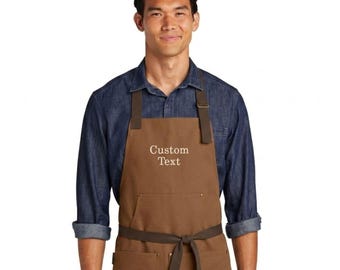 Personalized Embroidered Apron | Custom Apron for Him | Canvas Full-Length Personalized Apron | Father's Day Gift