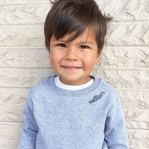 Toddler Neckline Collar Embroidered Sweatshirt | Kids Personalized Name Sweatshirt | Personalized Toddler Gift | Gift For Toddler
