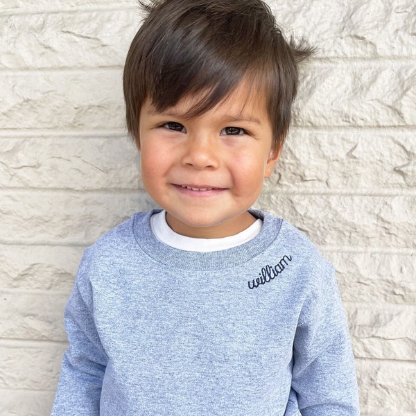 Toddler Neckline Collar Embroidered Sweatshirt | Kids Personalized Name Sweatshirt | Personalized Toddler Gift | Gift For Toddler