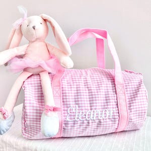 Personalized Gingham Kids Mini Duffle Bag | Toddler Weekender | Cute Dance Bag | Sleepover | Gift for Kids | Easter Bag | Kids Bag | MEGMD