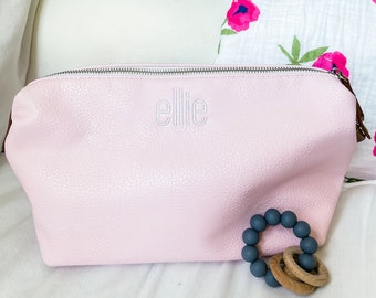 Personalized Ditty Bag For Baby Wonderful Gift and Shower Gift!  Monogrammed Vegan Leather Pouch, Multiple Colors!