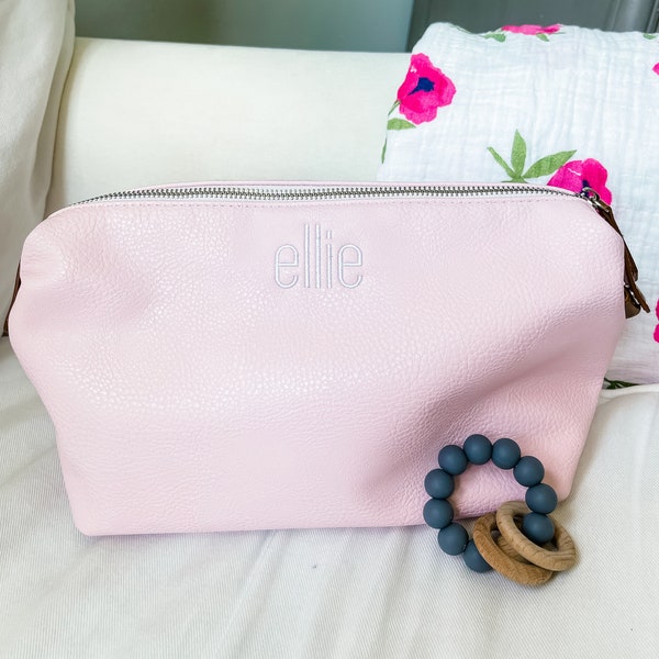 Personalized Ditty Bag For Baby Wonderful Gift and Shower Gift!  Monogrammed Vegan Leather Pouch, Multiple Colors!