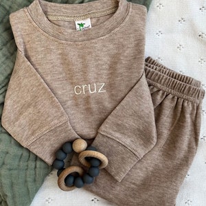 Personalized Leighton Jogger Set for Babies with Minimalist Embroidery | 2 Piece Lightweight Set | Baby Gift | New Baby | Name on Chest