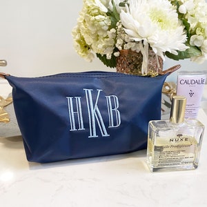 Monogram and Personalized Nylon Make Up Bag | Monogrammed Nylon Wristlet Perfect For Bridesmaid Gift or Bridesmaid Proposal |Under 20