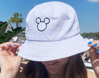 Customized Embroidered Bucket Hat | Embroidered Mickey Outline Bucket Hat| Summer Hat