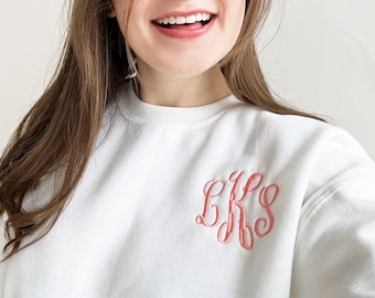Monogrammed Crewneck Sweatshirt | Personalized Crewneck Pullover | Embroidered Sweatshirt | Multiple Colors | Custom Gift for Her