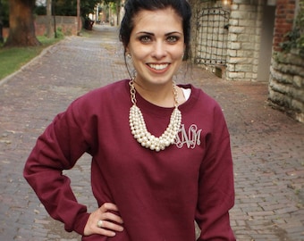 Monogrammed Crewneck Sweatshirt | Personalized Crew Neck Pullover | Embroidered Sweatshirt | Multiple Colors