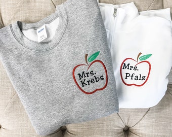 Personalized Teacher Sweatshirt | Teacher Apple Pullover