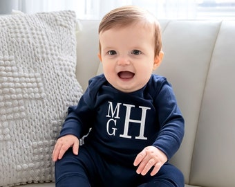 Monogrammed Full Baby Bodysuit | Personalized Full Bodysuit for Infant | Baby Gift NB-24 Months | Multiple Colors