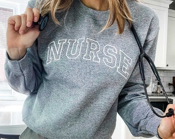 NURSE Athletic Block Sweatshirt | Nurse Pullover Sweatshirt | Gift for Grad | New Nurse Gift