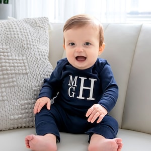 Monogrammed Full Baby Bodysuit | Personalized Full Bodysuit for Infant | Baby Gift NB-24 Months | Multiple Colors