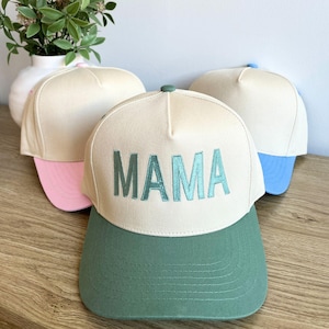 Embroidered MAMA Two-Toned Trucker Hat | Custom Mama Hat | Mother&#39;s Day Gift | Trendy Trucker Hat | Personalized Gift Ideas |  FCTHBM1