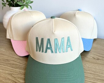 Embroidered MAMA Two-Toned Trucker Hat | Custom Mama Hat | Mother's Day Gift | Trendy Trucker Hat | Personalized Gift Ideas |  FCTHBM1