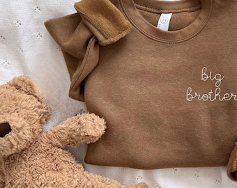 Custom Stitched Brother Toddler Sweatshirt | Birth Announcement | Embroidered | Matching Sibling Shirt | Newborn Photos | Big Bro | RS17EEB5