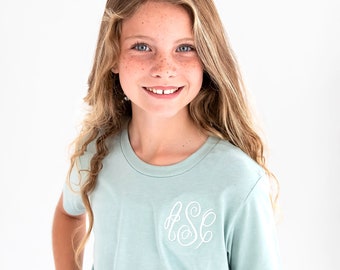 Girls | Youth Monogrammed Crew Neck T-Shirt | Multiple Colors