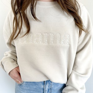 Mama Floral Indie Crewneck Pullover | Custom Gift for Mom | Mother's Day Present | Embroidered Mama Sweatshirt | New Mom Gift | Mom Top