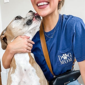 Dog Mom T-Shirt | Comfort Colors Dog Lover Monogram Pocket Tee | Personalized Pocket T-Shirt | Comfort Colors Monogram Tee